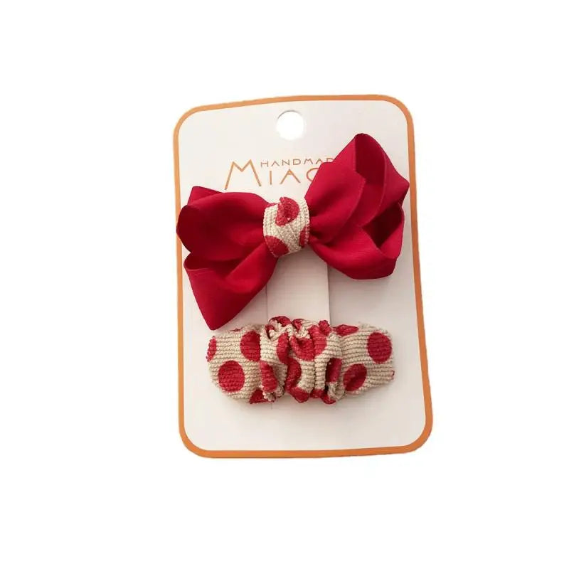 2/4PCS Red Hair Pins for Girls Fabric Bow Bangs Clips Christmas Baby Hair Accessories Knitted Sweet Korean Hair Clip Kids Gifts