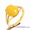 Yellow Amber Ring Fashion 925 Silver Charm Gemstone Zircon Women Gift Amulet Jewelry Natural Crystal