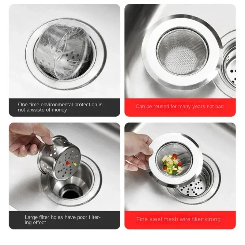 2024 New Kitchen Sink Filter Stainless Steel Anti-blocking Device Wash Basin Pool Filter Sieve Kitchenware Practical Tools