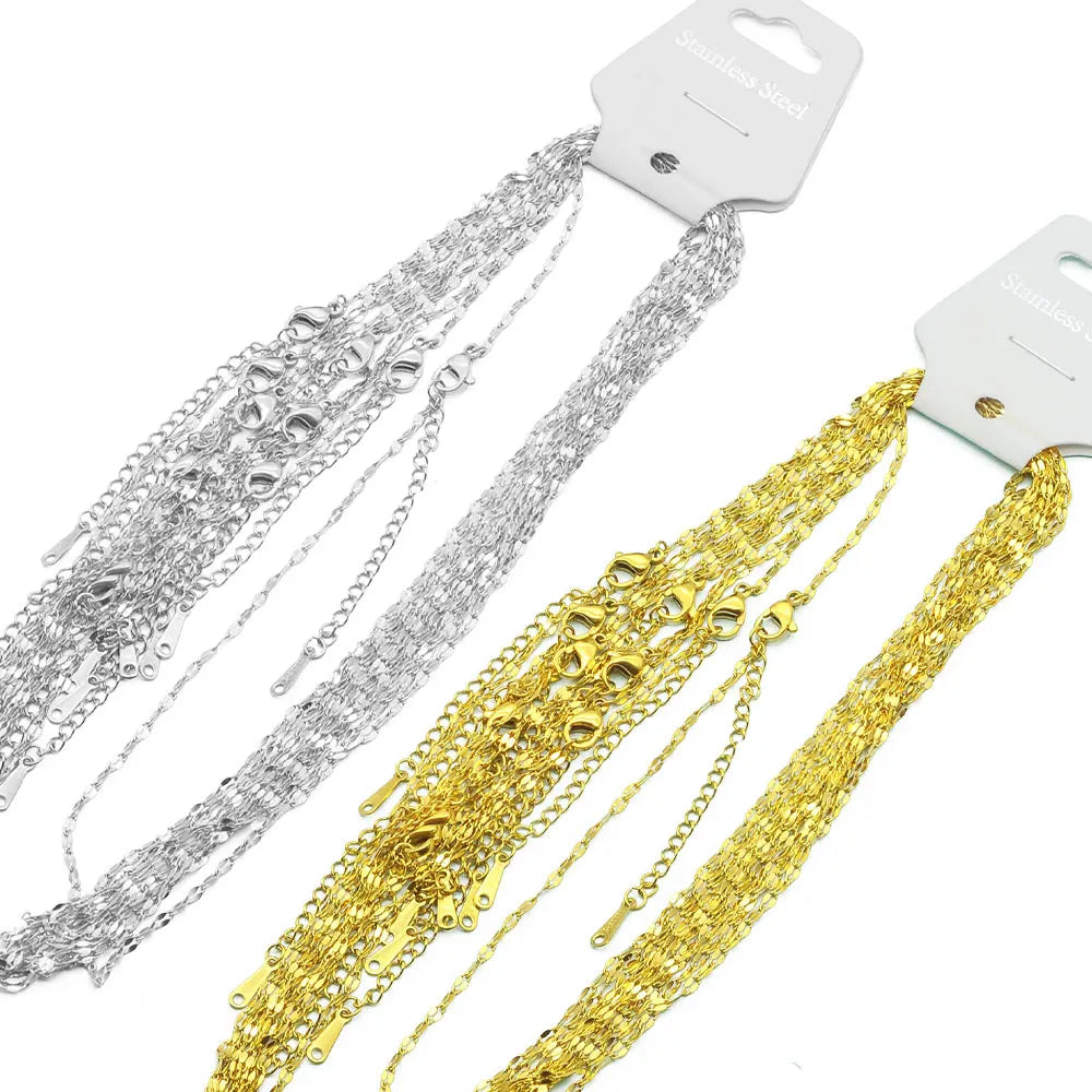 10pcs/Lot 316 Stainless Steel Cable Link Rolo O Chain for DIY Jewelry Making Choker Necklace Silver Color Gold Color Women