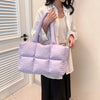 Women Aesthetic Puffy Bags Solid Color Quilted Fashion Shopping Bag Large Capacity Soft Cloud Tote Bag Casual Tote Bag