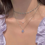 Load image into Gallery viewer, Senior Love Heart Star Multi-layered Crystal Pendant Necklace for Women Charm Gold Color Stainless Steel Choker Chain Jewelry
