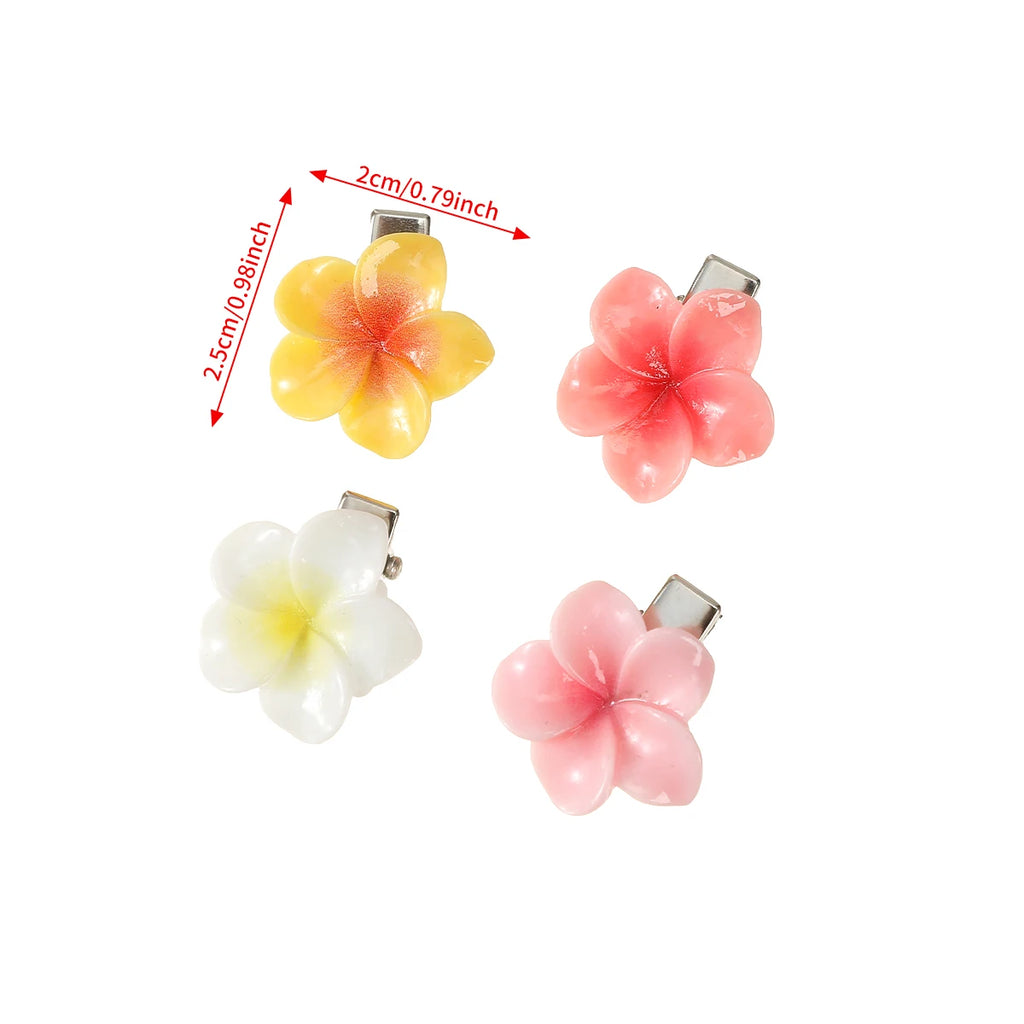 AWAYTR 5Pcs/Set Sweet Plumeria Hairpin Hair Clips For Kids Girls Flower Hairpins Mini Hair Clips Duckbill Clip Hair Accessories