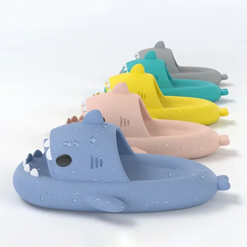 Litfun Lovely Shark Slippers For Women Outdoor Couple Shark Flats Shoes Fashion Shark Beach Sandals Bathroom Anti-skid Slippers