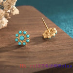 Load image into Gallery viewer, Turquoise Jade Earrings Charm 925 Silver Accessories Ear Studs Women Amulets Gemstone Natural Real Chinese Jewelry Talismans
