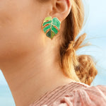 Load image into Gallery viewer, Earrings for Women Leaf Monstera Jewelry Gold Plated Bijouterie Female Leaves Gift Piercing
