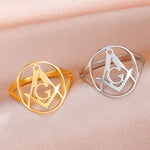 Load image into Gallery viewer, Dawapara Masonic Ring for Men Mason Ring Masonic Freemason Symbol Ring Vintage Retro Religious Amulet Stainless Steel Jewelry
