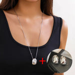 Load image into Gallery viewer, Fashion Jewelry Popular Style Earring Necklace Set Chian Smooth Oval Metal Pendant Necklace For Women Girl Gift  Accessories

