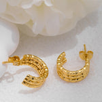 Load image into Gallery viewer, C-shaped Starry Earrings for Women, Exquisite Surface Wrinkle Treatment Technology, Stainless Steel Material Jewelry
