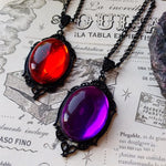 Load image into Gallery viewer, Gothic Stardust Crystal Cameo Necklace Red Purple Crystal Pendant Necklace Vintage Satan Demon Halloween Jewelry for Women Girls
