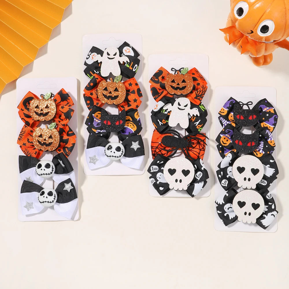 4PCS/Set Halloween Girl Hair Clips Ghost Skull Pumpkin Hairpin Festival Party Funny Baby Hair Accessories for Kid Hairclip Gift