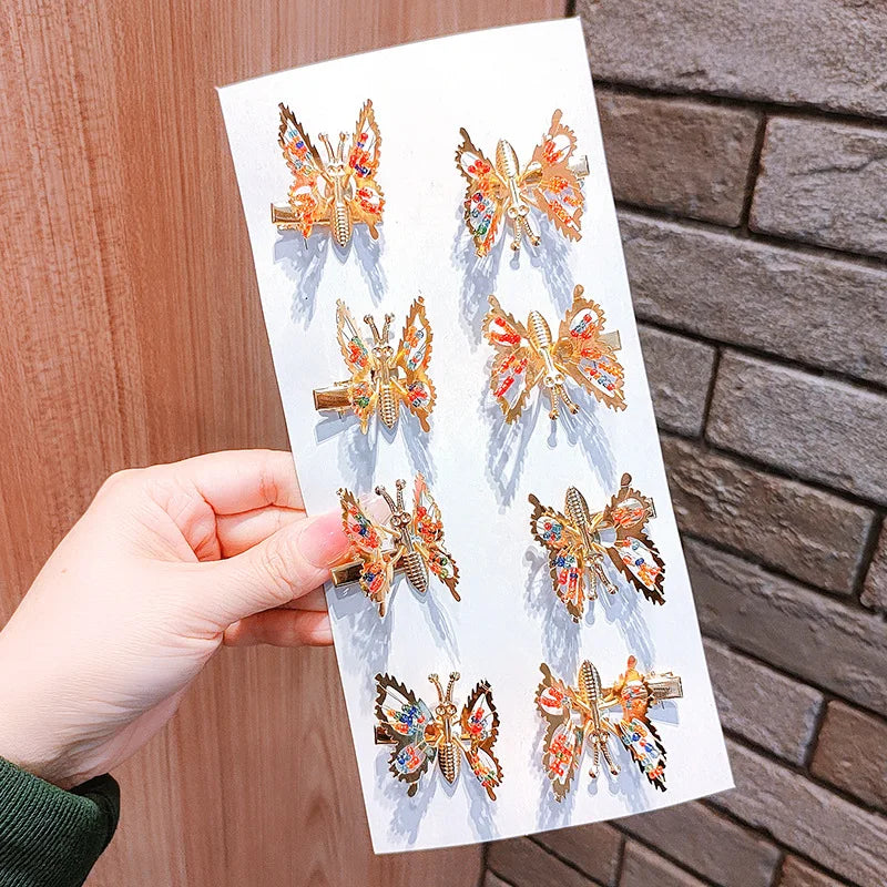 8PCS 3D Moving Butterfly Hair Clips Metal Moving Wings Butterfly Hair Accessories Hair Clips Barrettes for Women Girls Kids