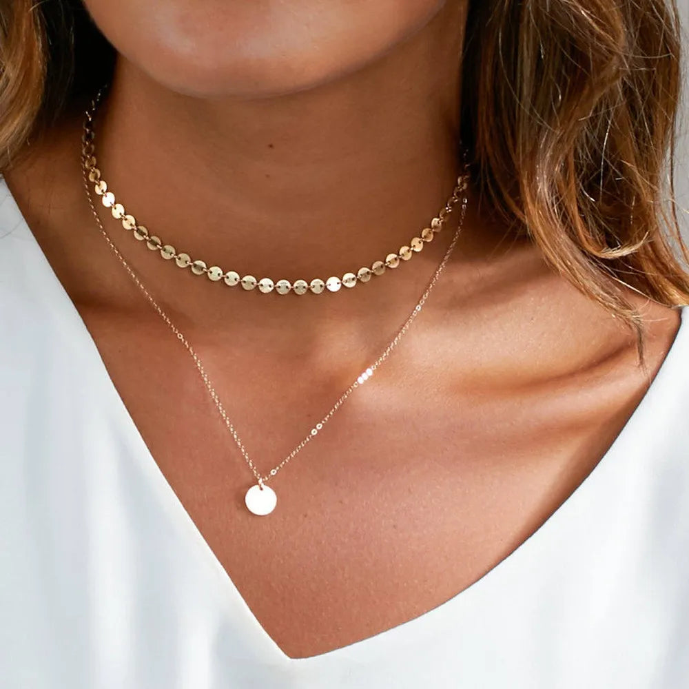 2pcs pendant choker chain necklace set fashion jewelry wholesale