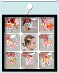 2PCS Cartoon Cute Rainbow White Horse Princess Headwear Kids Elastic Hair Bands Children Ropes Girls Accessories Baby Headdress