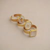 WILD & FREE 18K Gold Plated Stainless Steel Rings for Women Natural White Shell Chic Exquisite Trendy Jewelry Waterproof