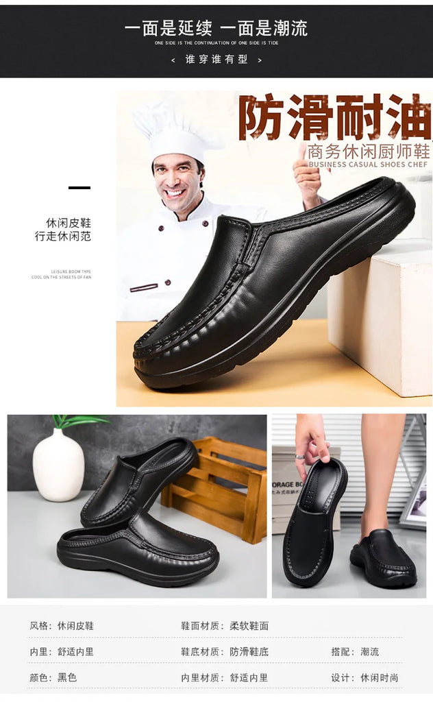 Waterproof Non-slip Slippers for Men Chef Shoes Wear-resistant Wear-resistant Ventilate Shoes for Men Thick Bottom Sandals