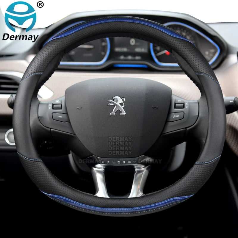 Car Steering Wheel Cover Carbon Fibre +Leather for Peugeot 208 2012~2018 Peugeot 308 2014~2021 2008 2013~2018 Auto Accessories