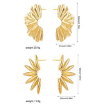 Load image into Gallery viewer, Punk Exaggerated Gold Plated Wrinkled Leaf Earrings For Women Symmetric fan-shaped statement Earring Vintage Jewelry
