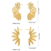 Punk Exaggerated Gold Plated Wrinkled Leaf Earrings For Women Symmetric fan-shaped statement Earring Vintage Jewelry