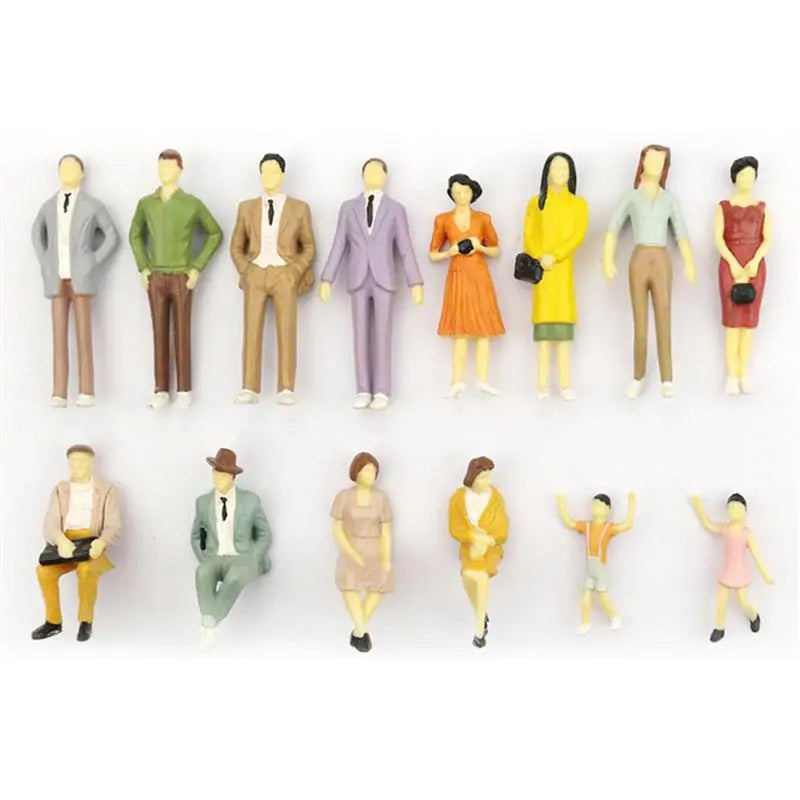 Model Miniature 50/100pcs 1:87 HO Scale Model People Passengers Trains Architectural Painted Figurines Stand/Seat Building Kits