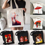 Load image into Gallery viewer, Anime Tian Guan Ci Fu Heaven Official's Blessing Canvas Shopper Tote Bag TGCF Hua Cheng XieLian The Ghost King Umbrella Handbags
