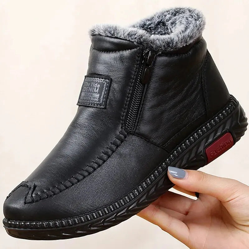 2023 Winter Women's Waterproof, Anti Slip, High Top Shoes, Thickened, Velvet, Warm, Casual Cotton Shoes