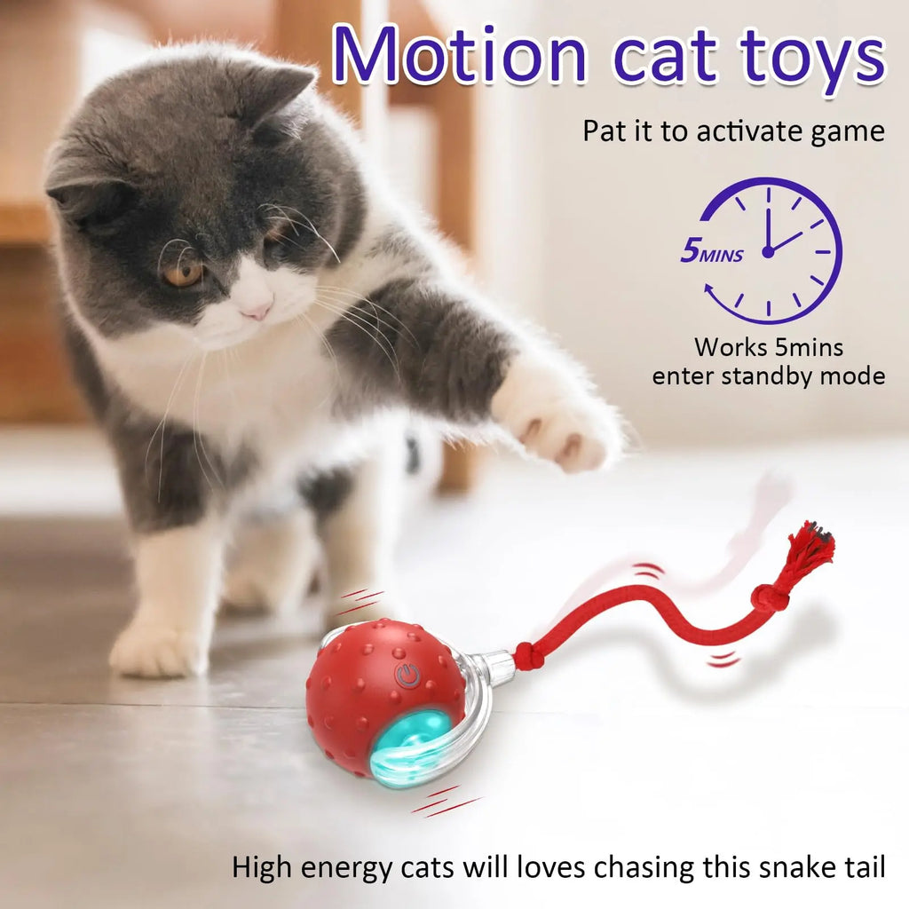 New Cat Rolling Ball Bird Chirping Interactive Cats Toys Motion Sensor Cat Toy Balls Random Rolling Pet Kitten Teaser Long Tail