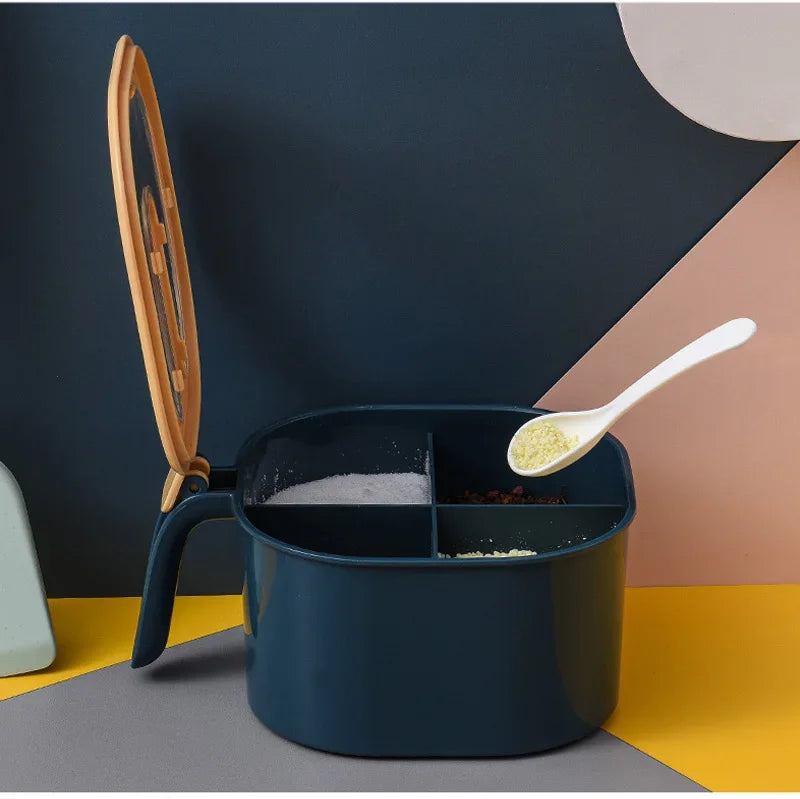 Four Grid Seasoning Box Salt Jar Kitchen Storage Organizer Solid Seasoning Containers Kitchen  Supplies Household Items