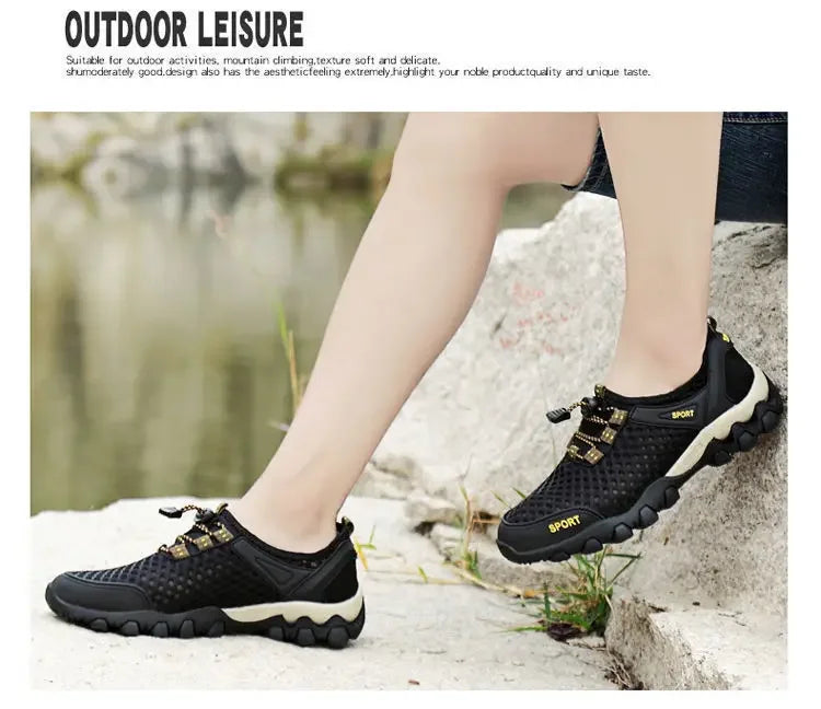 Men Casual Tennis Sneakers Summer Fashion Breathable Mesh Shoes Mens Non-Slip Hiking Shoes Sneaker for Men Climbing Trekking