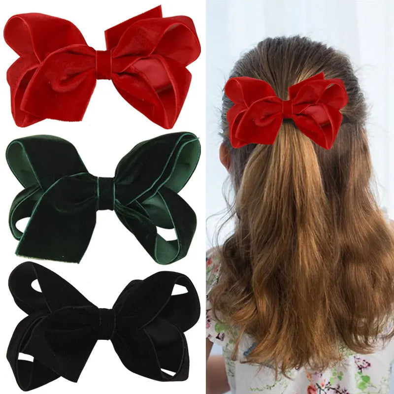 Elegant Velvet Hair Bow Clip Sweet Butterfly Barrettes Kids Hair Accessories Girls Hairpins Headdresses Women Headwear