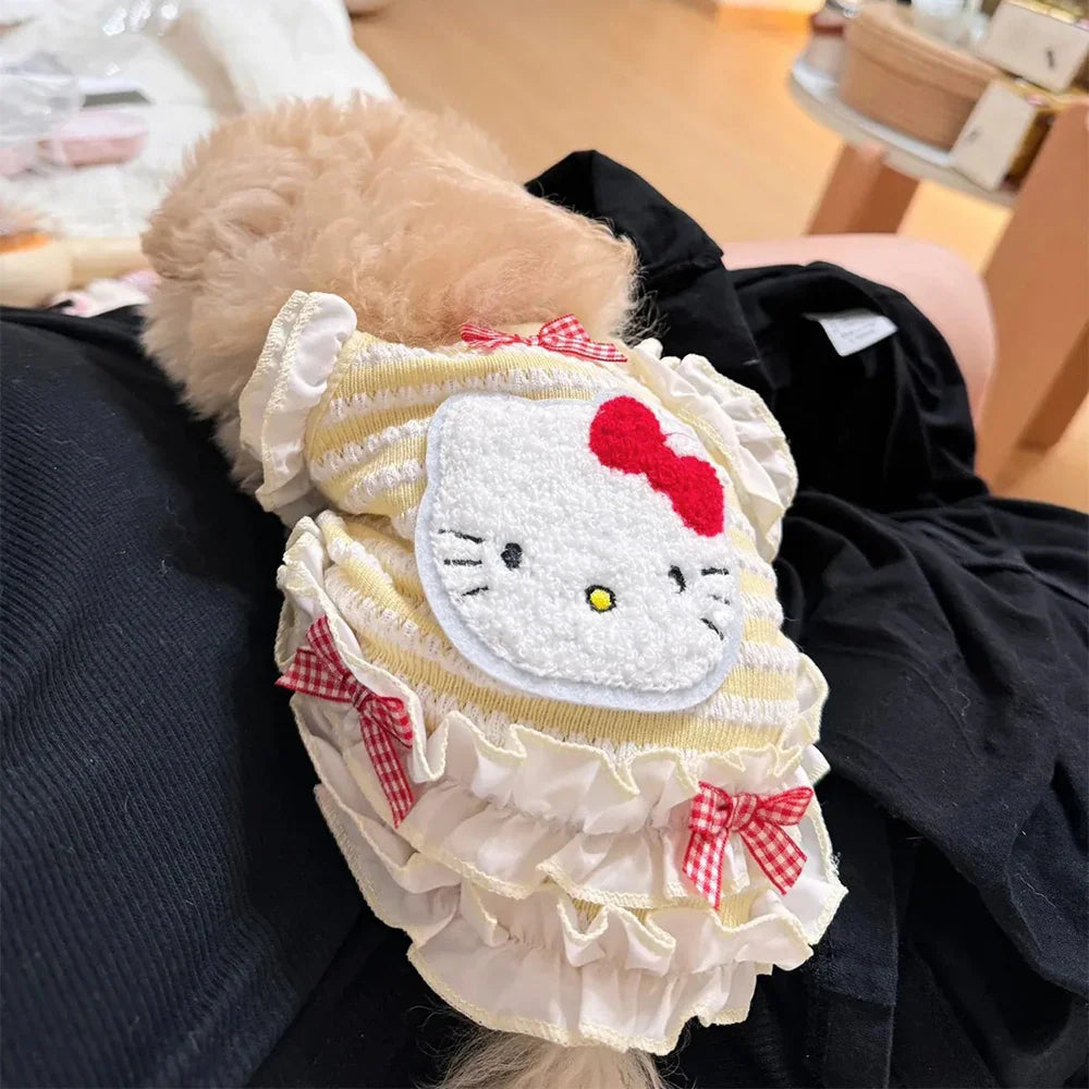 Hello Kitty Pet Dog Clothes Cartoon Sanrio Cat Vest Kawaii Pomeranian Bichon Poodle Clothing Anime Pet Supplies Gifts