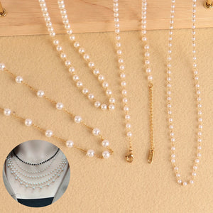 Stainless Steel Necklaces For Women Pearl Necklace Choker Necklace Simple Handmade Strand Bead Chain Necklace Jewelry Gift