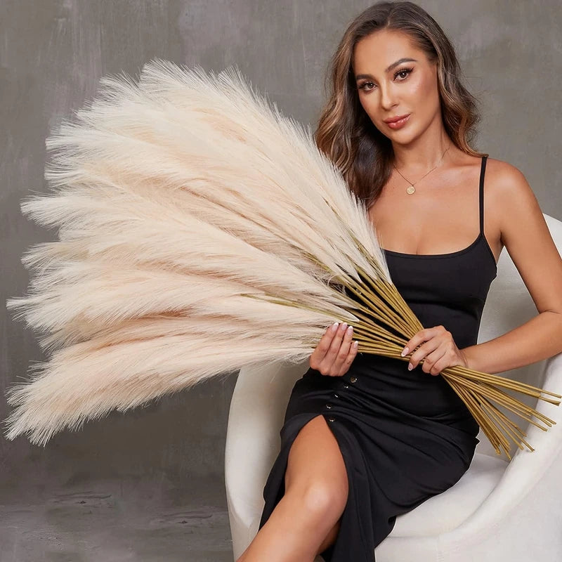 90/120cm Artificial Pampas Grass Bouquet Fake Flower for Home Room Decor Garden Wedding Decoration Outdoor Simulation Plant Reed