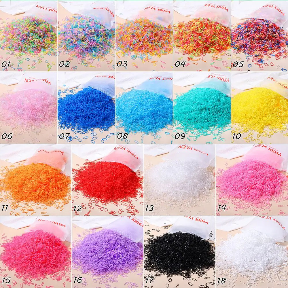 500/1000/2000pcs Girls Colourful Disposable Rubber Band Hair Ties Headband Children Ponytail Holder Bands Kids Hair Accessories