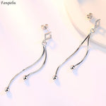 Load image into Gallery viewer, Fanqieliu Original 925 Silver Needle Crystal Zircon Square Long Chain New Jewelry Drop Earrings For Lady FQL23554
