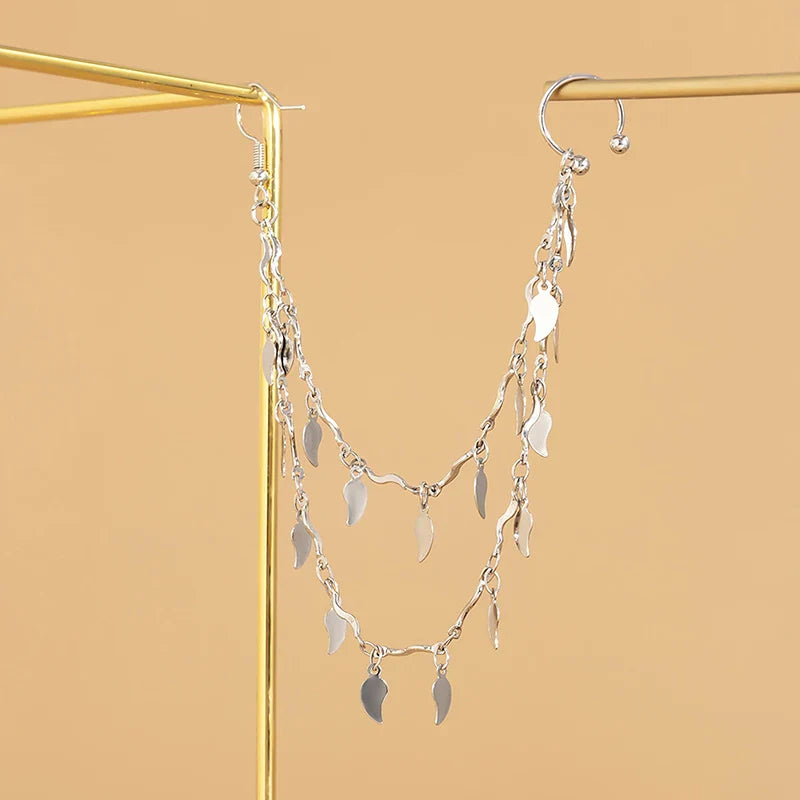 Indian Gold Color Pearl Butterfly Tassel Earrings Nose Clip Chain For Women Boho Nose Ring Non Pierceing Dangle Earring Jewelry