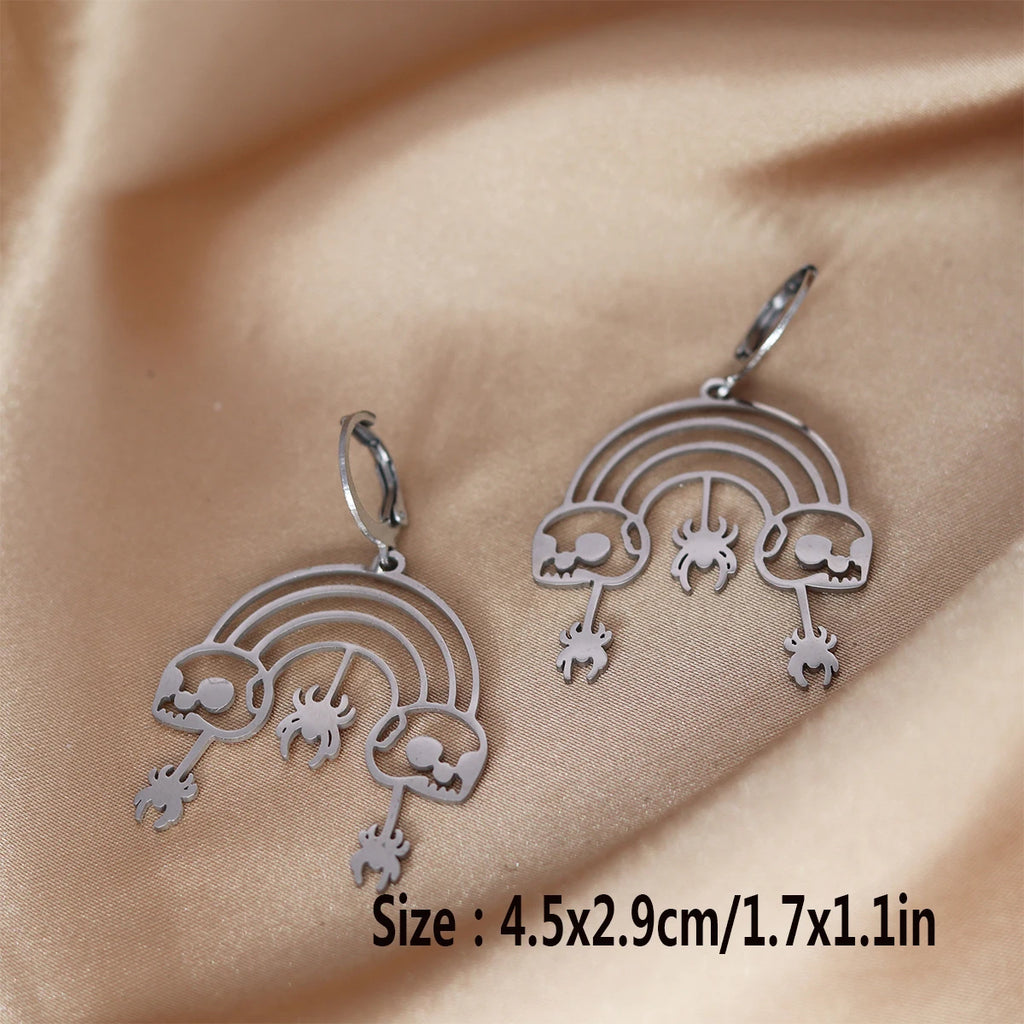 Stainless Steel Meditation Yoga Witch Hat Pendant Hoop Earrings Evil Eye Earrings For Women Girls Vintage Jewelry Birthday Gift