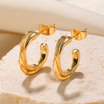 Load image into Gallery viewer, Stainless Steel Chic Heart Geometry Huggie Hoop Earrings Charm Gold Color Tarnish  Trendy Fashion Jewelry For Women Bijoux
