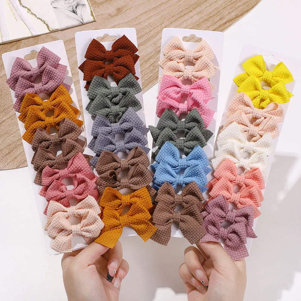 10Pcs/Set Girls Solid Hairpins Hair Bows Clips Gift Nylon Safe Hair Clip Barrettes for Infants Toddlers Kids Hair Accessories