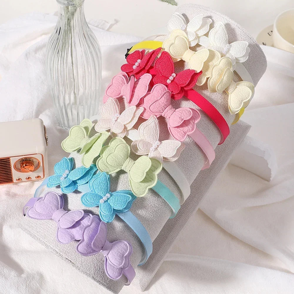 2Pcs/lot Butterfly Hair Bands Hair Hoop for Baby Girl Lovely Children's Headband Cute Bows Kids Headwear Hair Accessories Gift