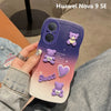 Phone Case for Huawei Nova 9 Huawei Nova 9 Pro Huawei Nova 9 SE Wavy Gradient 3D Sweet Bear Hand Strap Bracelet Back Cover