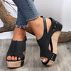 Women Wedge Sandals Summer Footwear Black Platform Sandals for Women Rubber Sole Buckle Peep Toe Elegant Woman's Shoes Sandalias