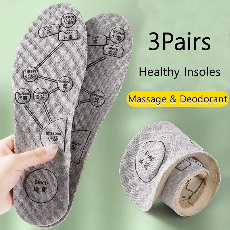 Deodorant Healthy Insoles for Shoes Massage Acupoints Arch Support Plantar Fasciitis Template Insole Men Women Shoe Sole Pads