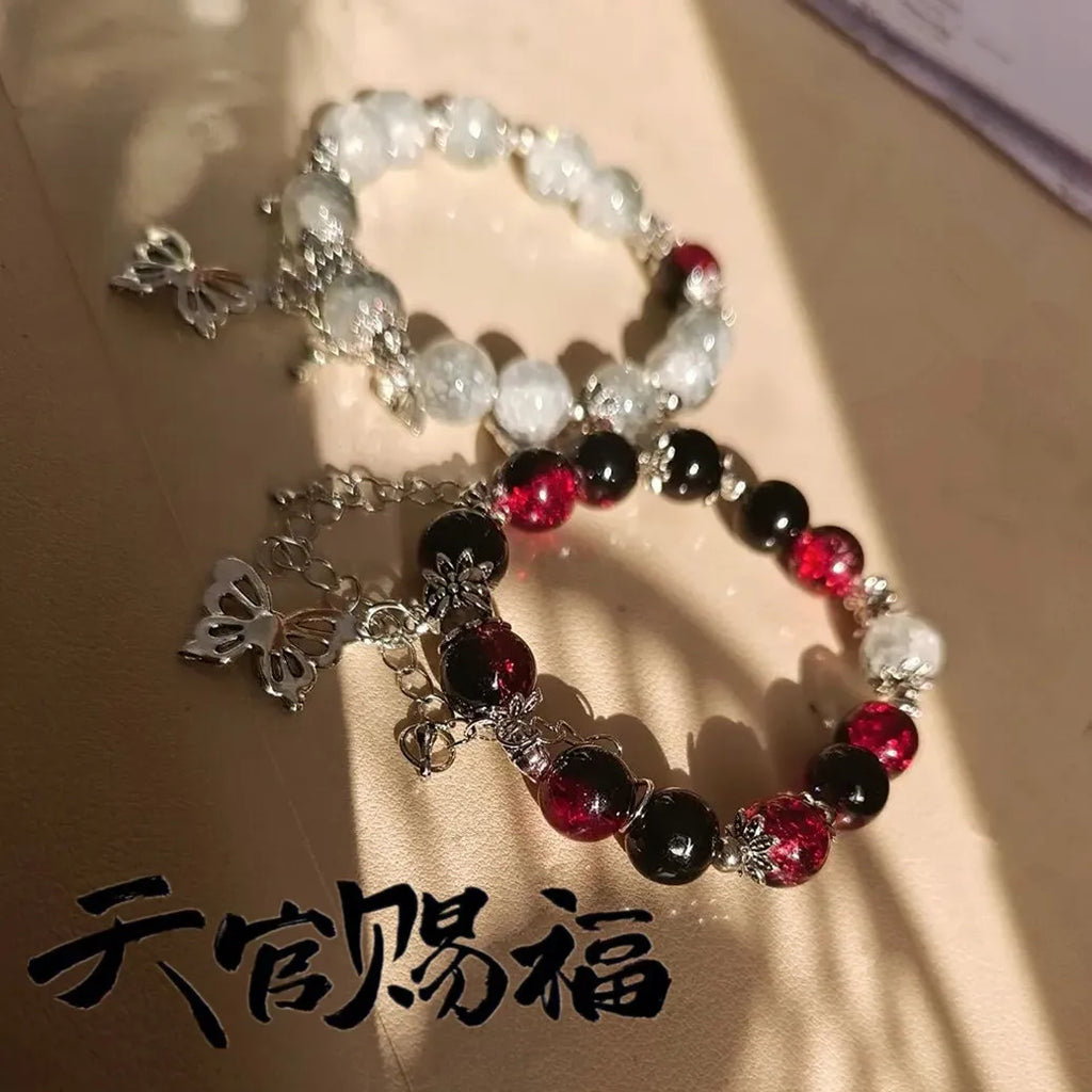 Tian Guan Ci Fu Bracelet Cosplay Hua Cheng Xie Lian Couple Heaven Official's Blessing Butterfly Pendant Beaded Bangles Jewelry