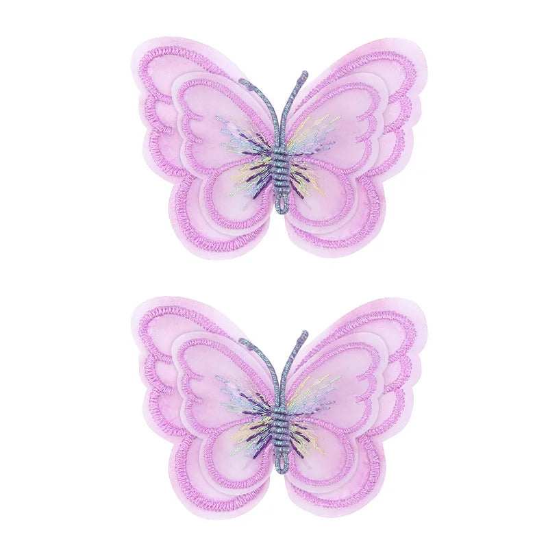 2Pcs Butterfly Hair Clip For Girl Embroidery Barrettes Fairy Hairpin Kids Hair Decor Hairpins Headwear Lovely Hair Accessories