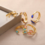 Load image into Gallery viewer, Stainless Steel Vintage Cat's Eye Stone Inlaid Rings For Women Fashion Aesthetic Jewlery Accessories Wedding Gift Bague Femme
