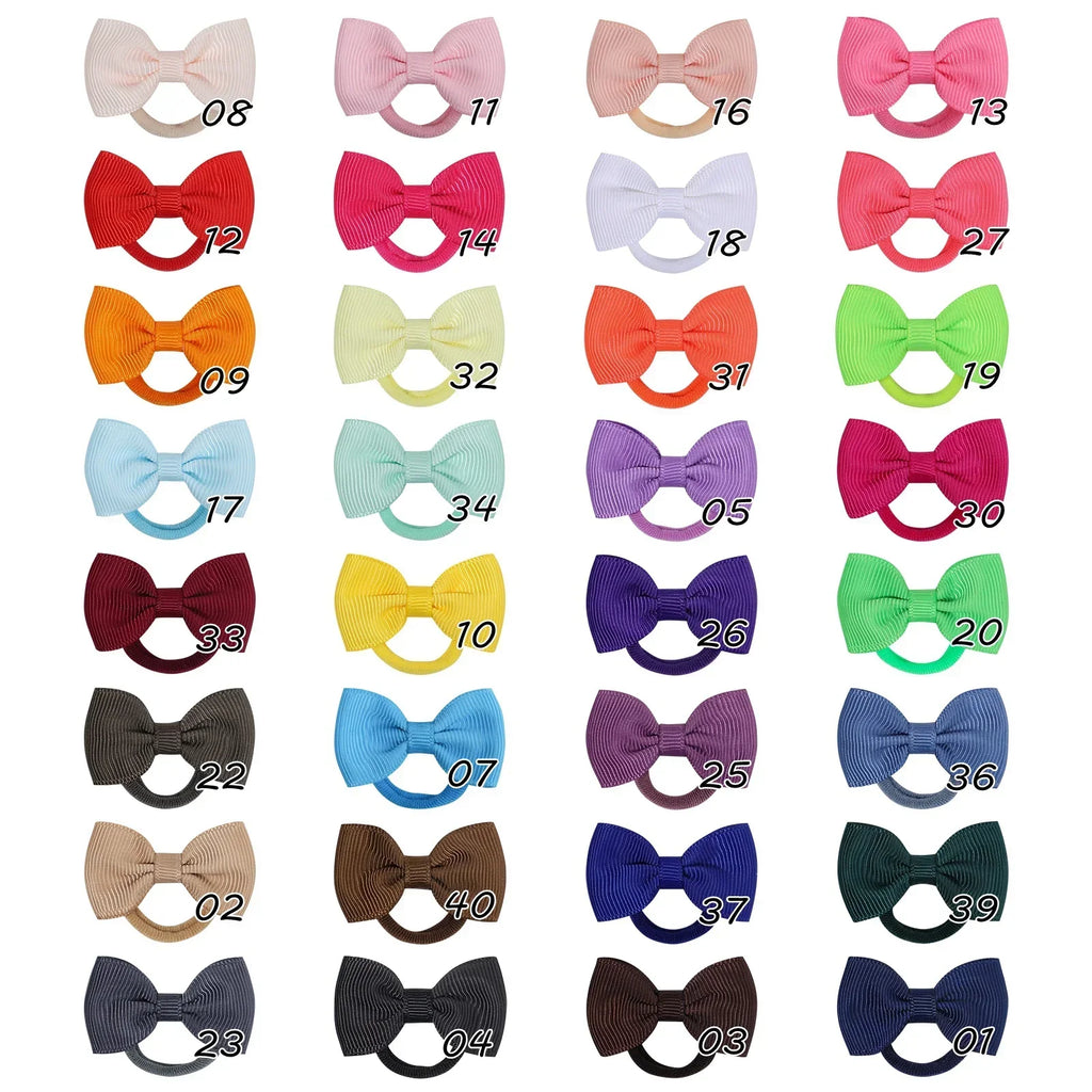2Pcs/Set Wholesale 32Colors Mini Ribbon Bows HairBand Kids Girls Sweet Colorful Nylon Elastic Headband Headwear Hair Accessories