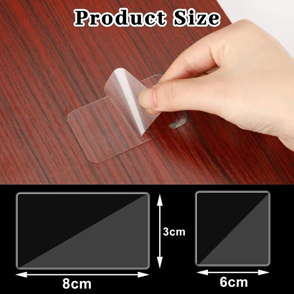 Reusable Strong Double Sided Tape PVC Transparent Square Wall Adhesive Stickers for Hooks Waterproof Traceless Home Glue Tapes