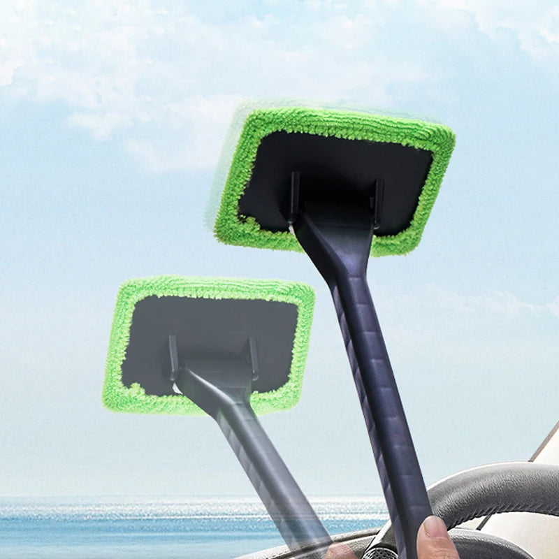 Car Window Brush Defogging Cleaner Windshield Wiper Microfiber Brush Automatic Towel Cleaning Tool With Handle Car Accessories