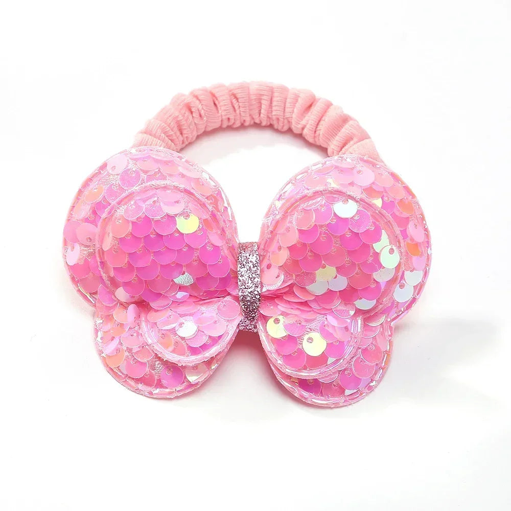 2Pcs/lot Lovley Flower  Ponytail Elastic Hair Bands for Girl Children Hair Ties Cartoon Kids Hair Accessories Baby Headwear